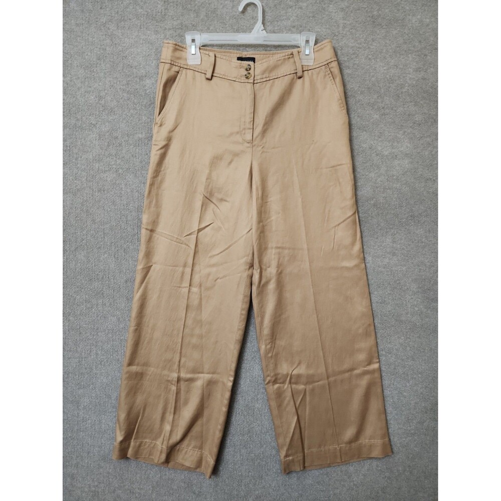Talbots Lyocell Linen Wide Leg Pants Womens 8 Petite Camel Brown NEW